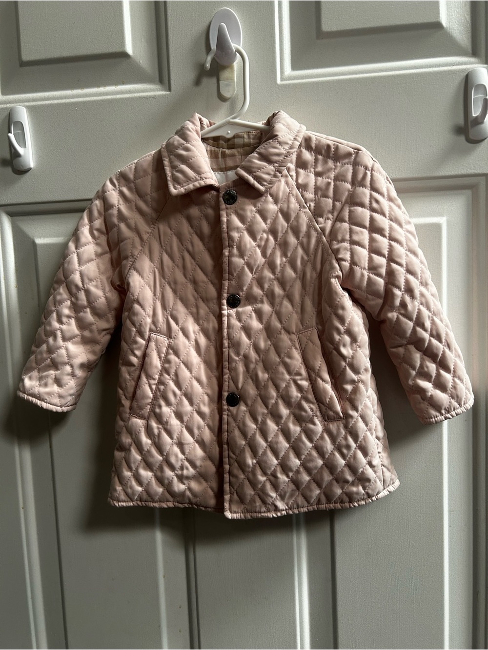 Burberry baby Girls' Quilted Light Pink Jacket - Classic Button Front Sz 18 M